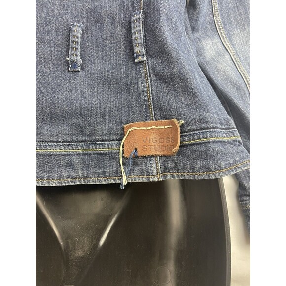 Vigoss Studio Women's Jacket Blue Trucker Denim Jean Lined Large - Picture 9 of 10